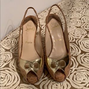 Authentic Christian Louboutin Cork Sling Backs